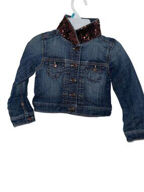 Childs Denim Jacket With Sequined Collar
